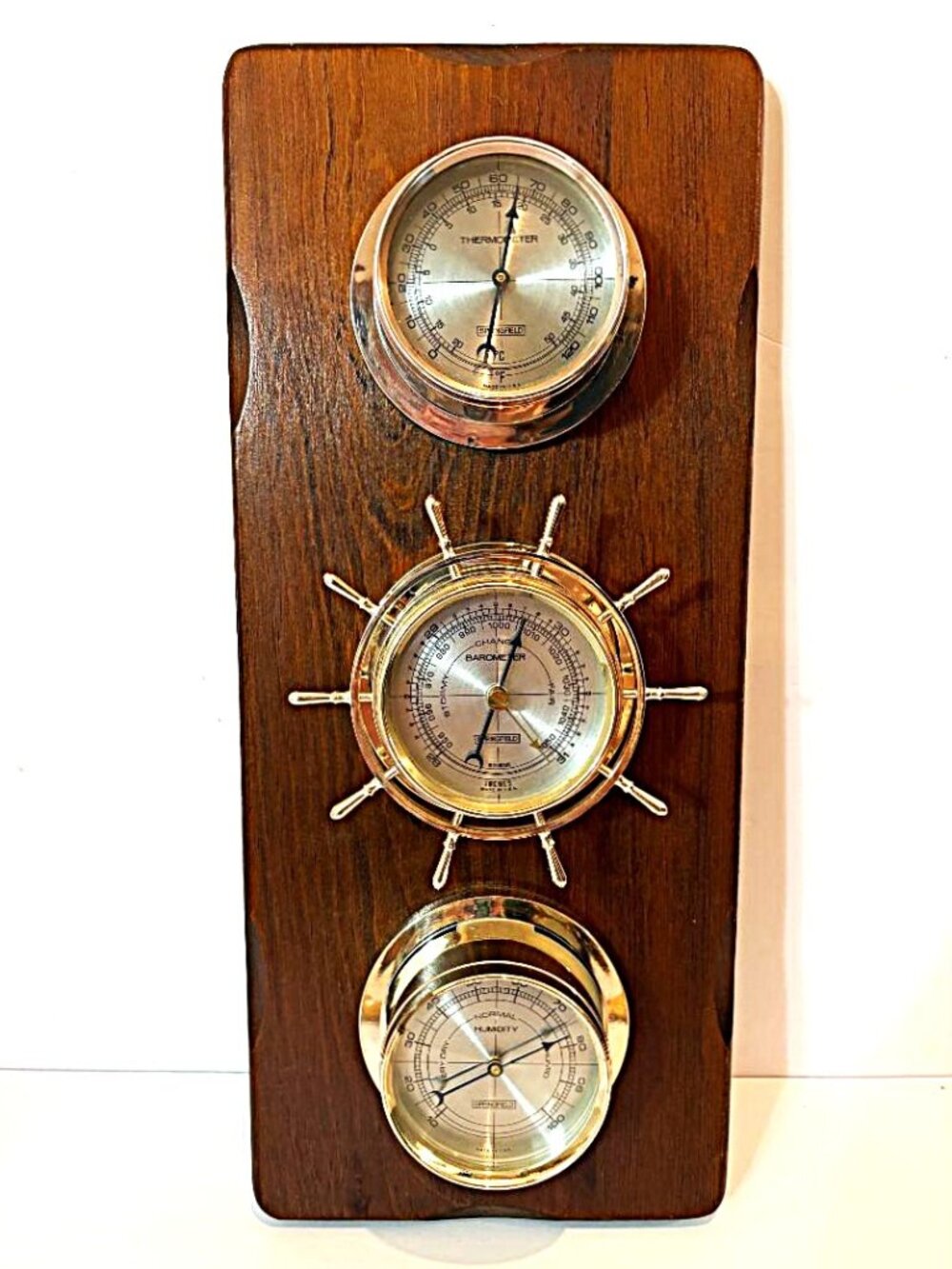 Vintage 70s Springfield Weather Station - Barometer Thermometer Hygrometer USA